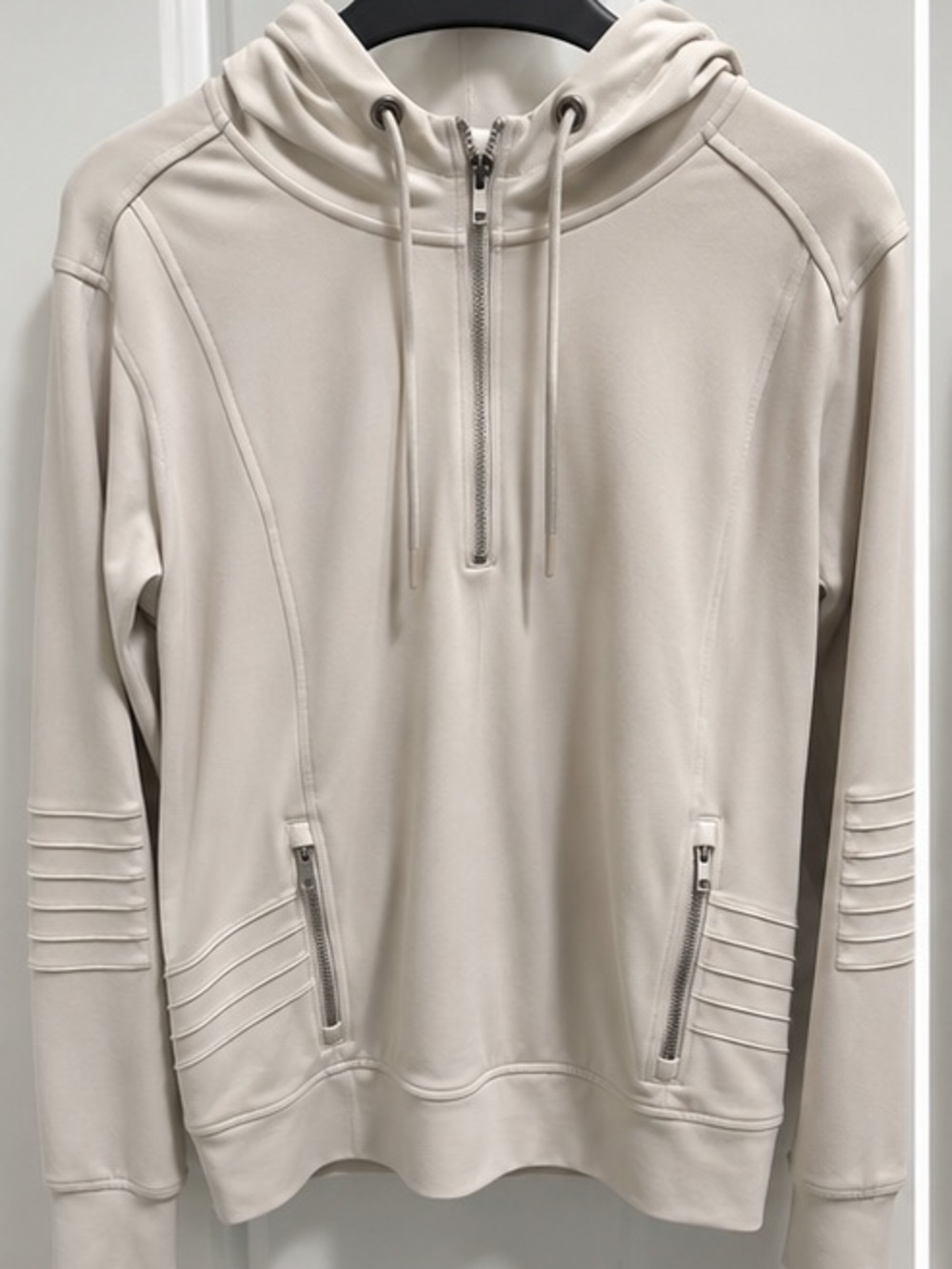 Athleta Cream Half-Zip Hooded Pullover size medium